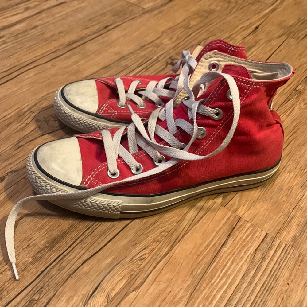 Barely Worn Red High-Top Converse Chuck Taylors